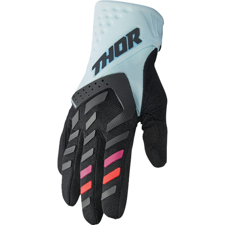 THOR Women's Spectrum Gloves Black/Light Mint - Back of Hand View