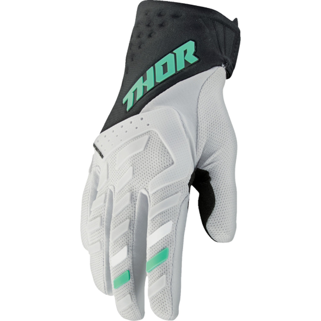 THOR Women's Spectrum Gloves Black/Mint - Back of Hand View