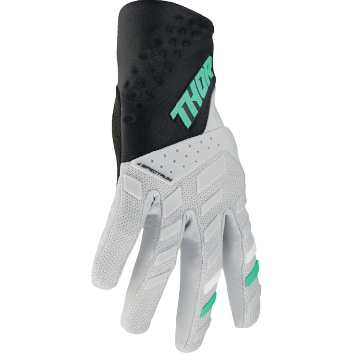 THOR Women's Spectrum Gloves Black/Mint - Side Back of Hand View