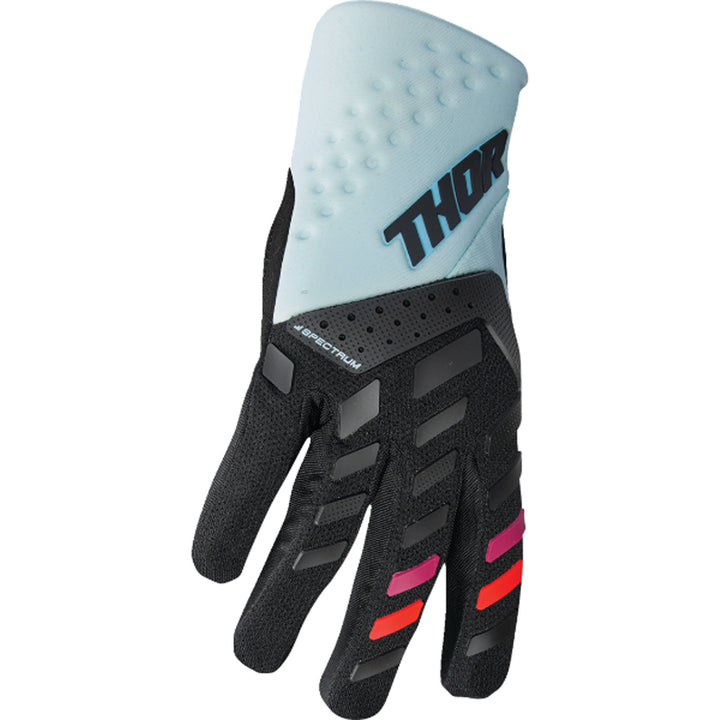 THOR Women's Spectrum Gloves Black/Light Mint - Side Back of Hand View