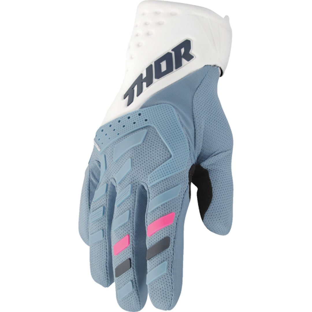 THOR Women's Spectrum Gloves Starlight Blue/White - Back of Hand View
