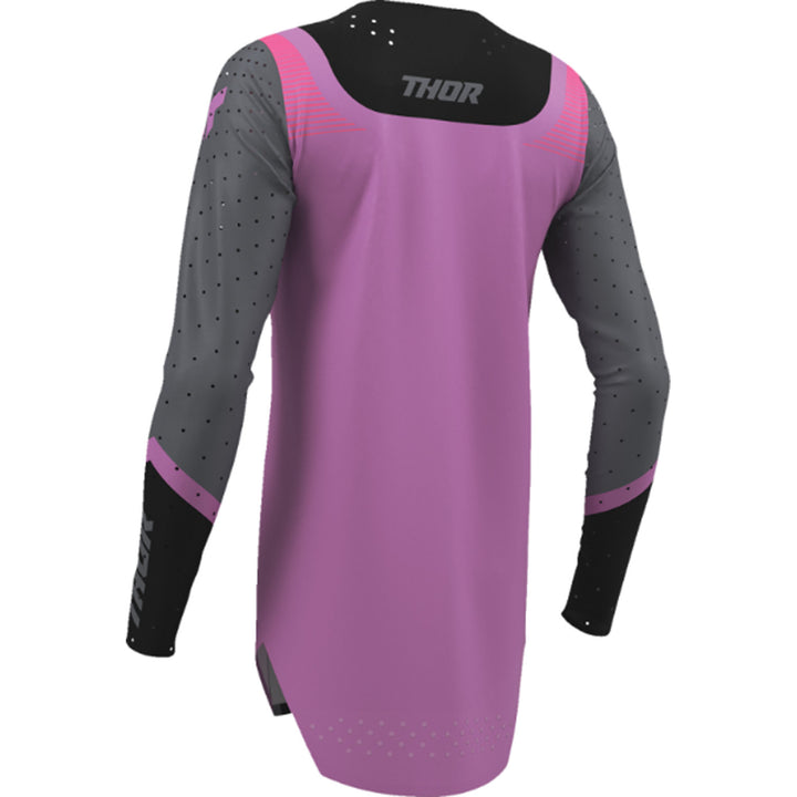 THOR Women's SPORTMODE Velocity Jersey Black/Orchid - Rear Left Side View