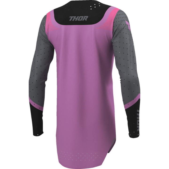 THOR Women's SPORTMODE Velocity Jersey Black/Orchid - Rear Right Side View