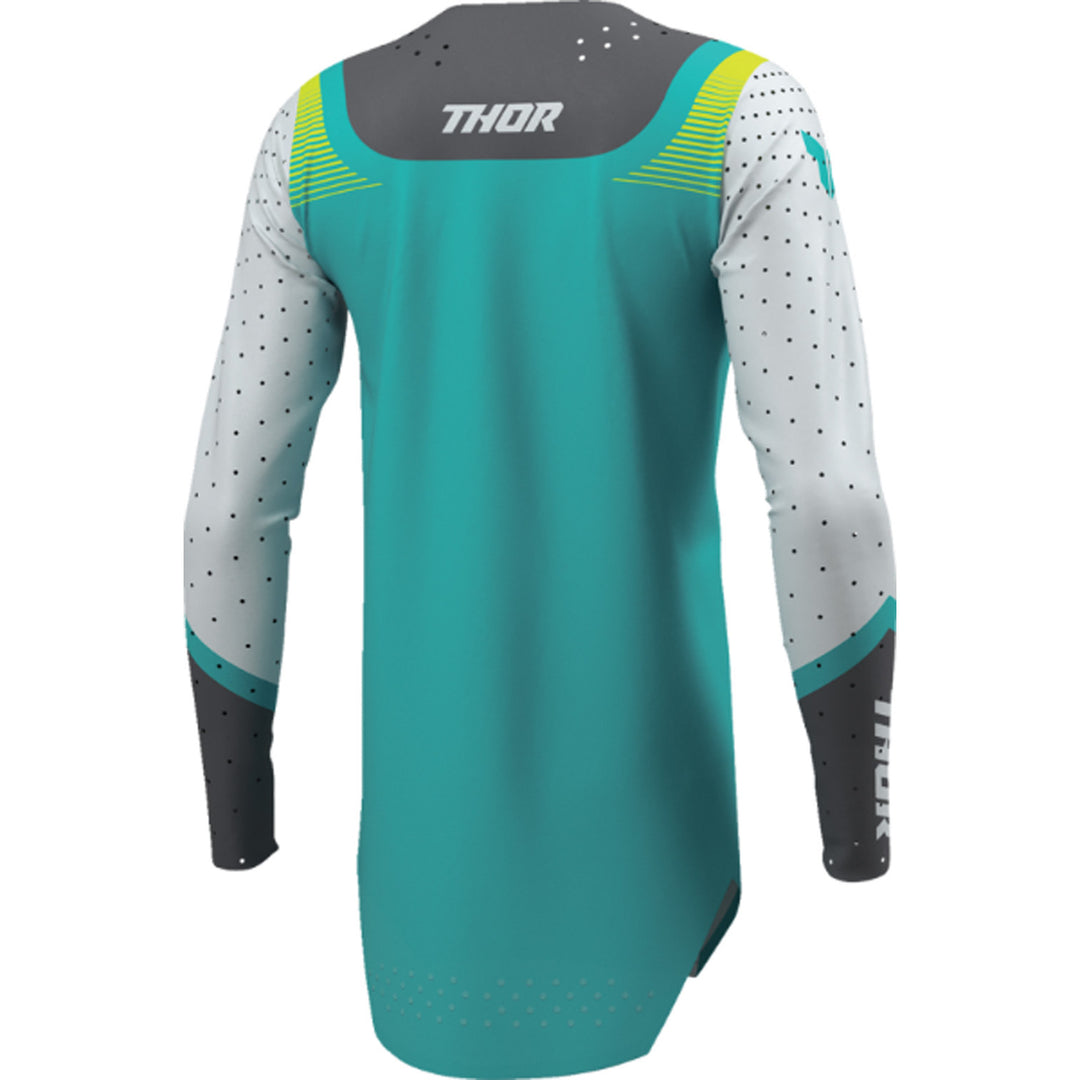 THOR Women's SPORTMODE Velocity Jersey Gray/Aqua - Rear Right Side View