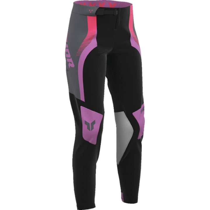 THOR Women's SPORTMODE Velocity Pants Black/Orchid - Front Right Side View