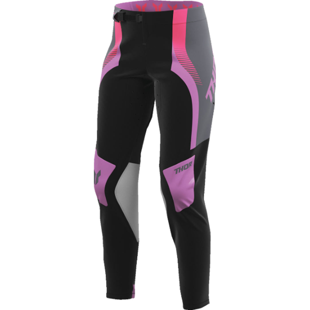THOR Women's SPORTMODE Velocity Pants Black/Orchid - Front Left Side View