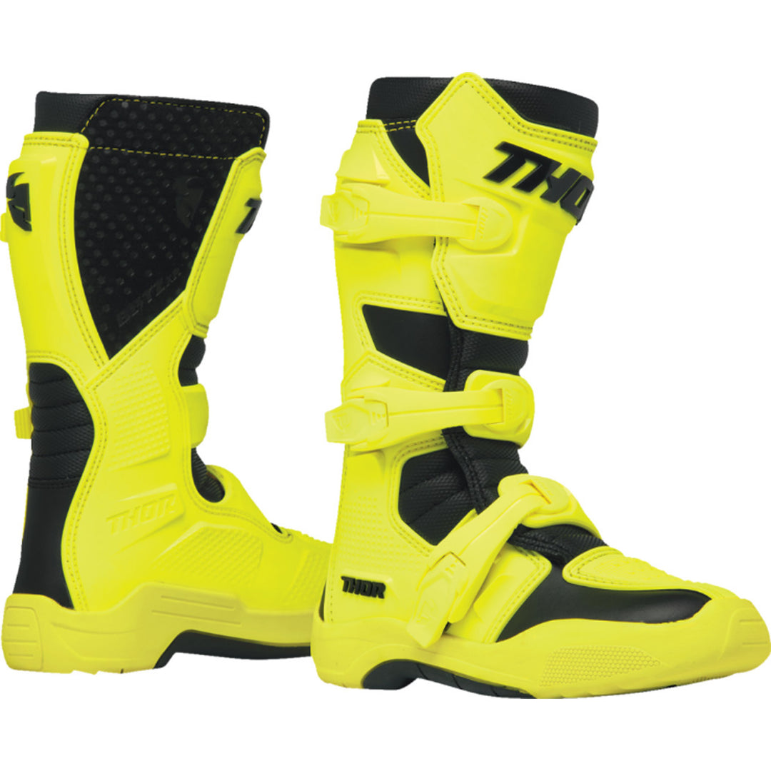 THOR Youth Blitz XR Boots Acid/Black - Side View of Pair