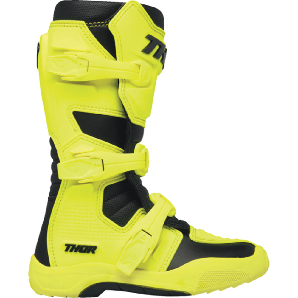 THOR Youth Blitz XR Boots Acid/Black - Outer Side View