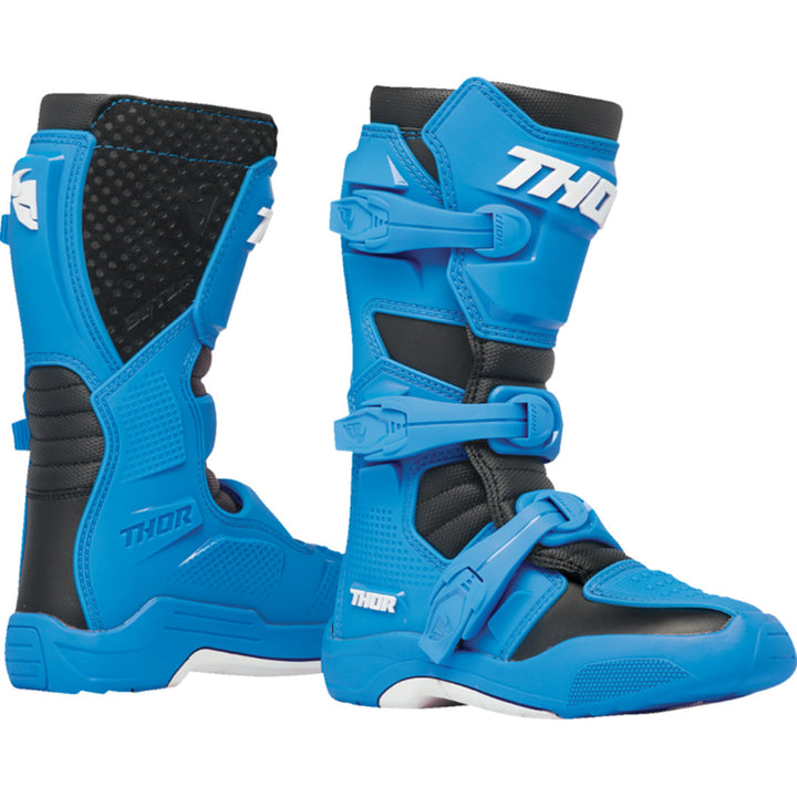 THOR Youth Blitz XR Boots Black/Blue - Side View of Pair