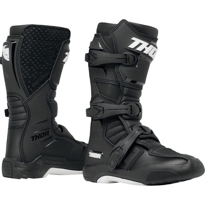 THOR Youth Blitz XR Boots Black/White - Side View of Pair