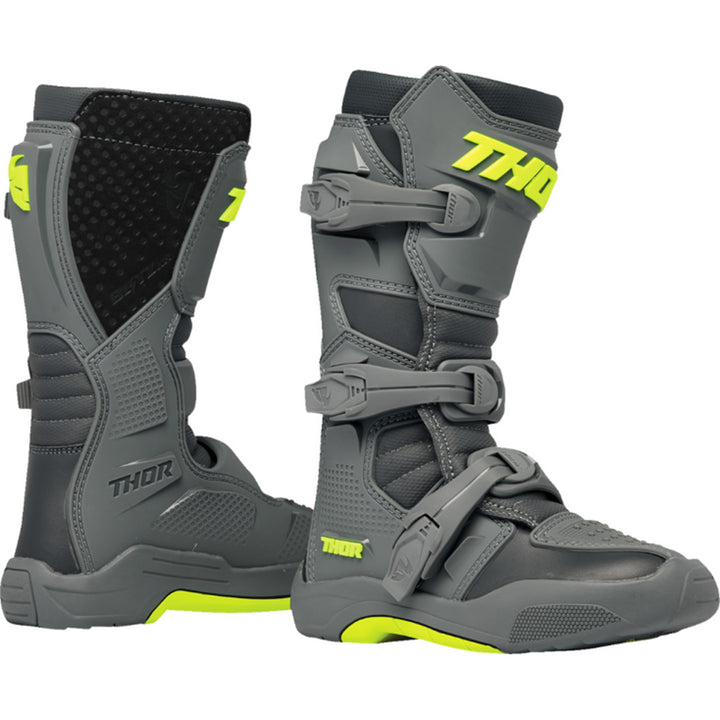 THOR Youth Blitz XR Boots Gray/Charcoal - Side View of Pair