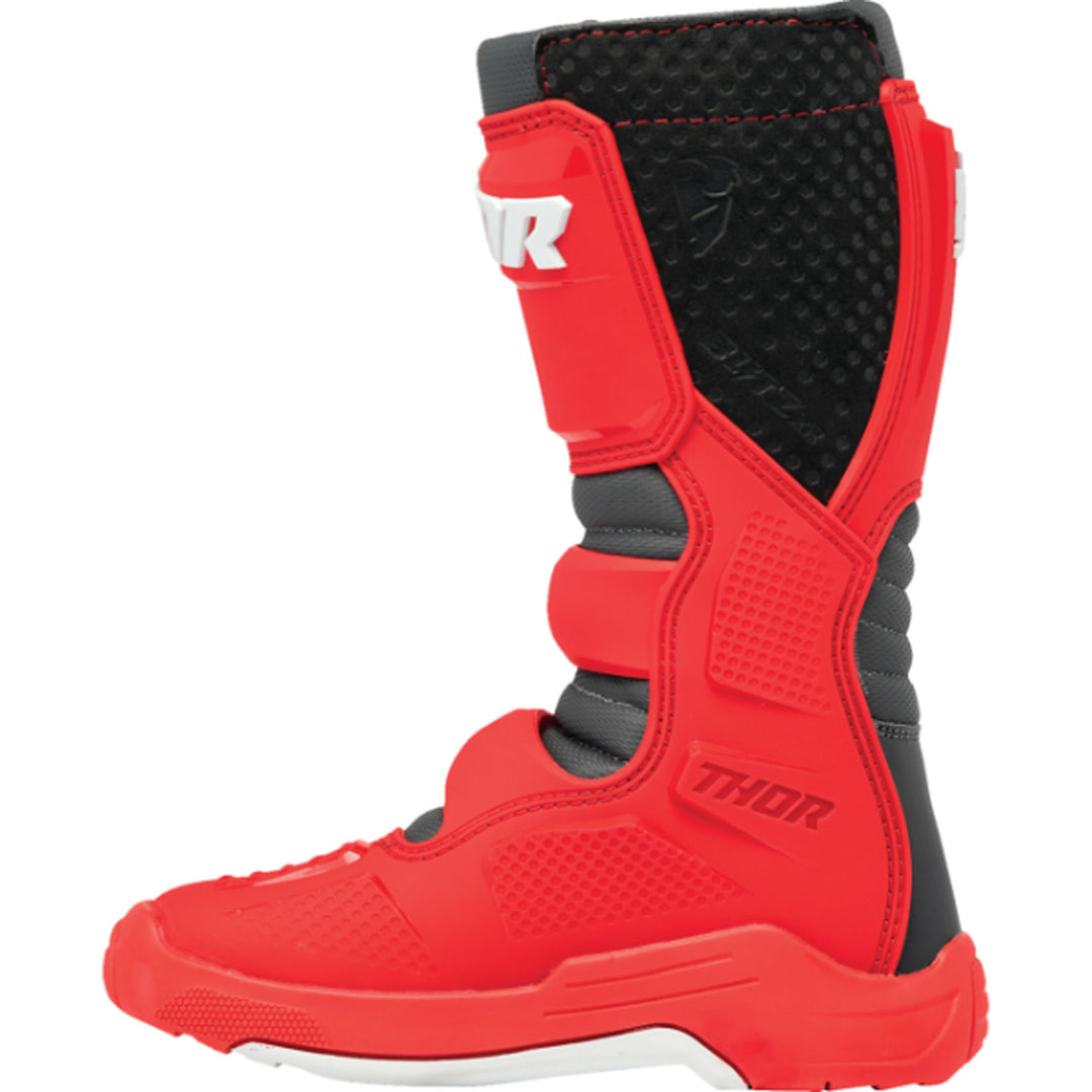 THOR Youth Blitz XR Boots Red/Charcoal - Inner Side View