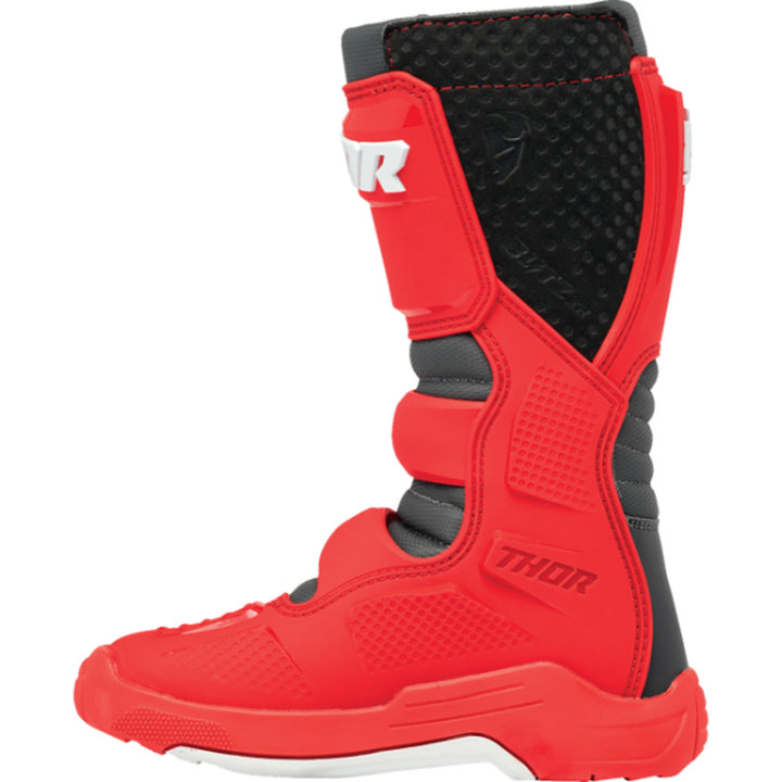 THOR Youth Blitz XR Boots Red/Charcoal - Inner Side View