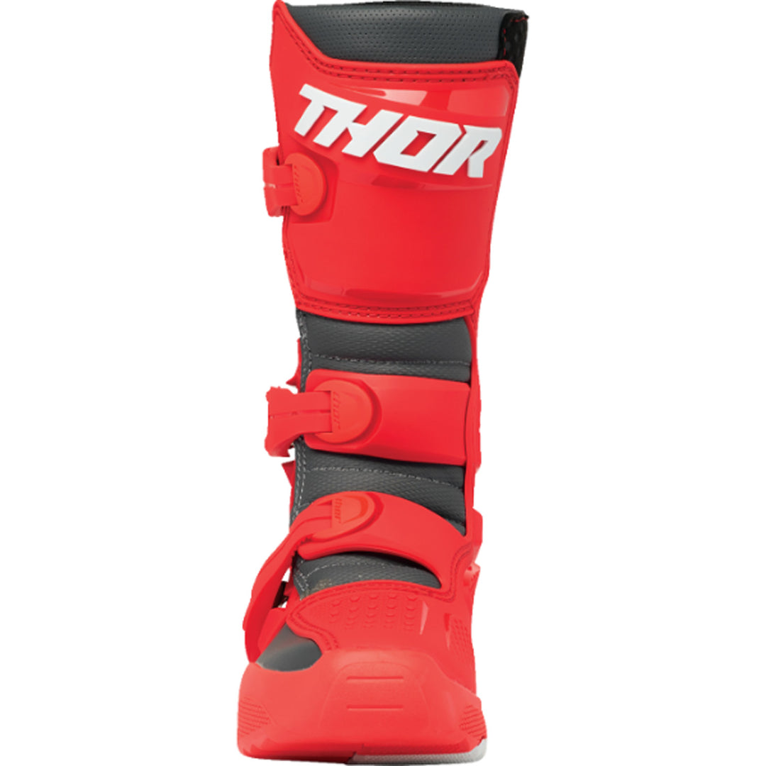 THOR Youth Blitz XR Boots Red/Charcoal - Front View