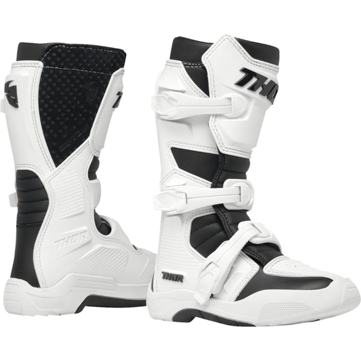 THOR Youth Blitz XR Boots White/Black - Side View of Pair