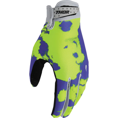 THOR Youth LAUNCHMODE Bleach Gloves Gray/Acid - Back of Left Hand View