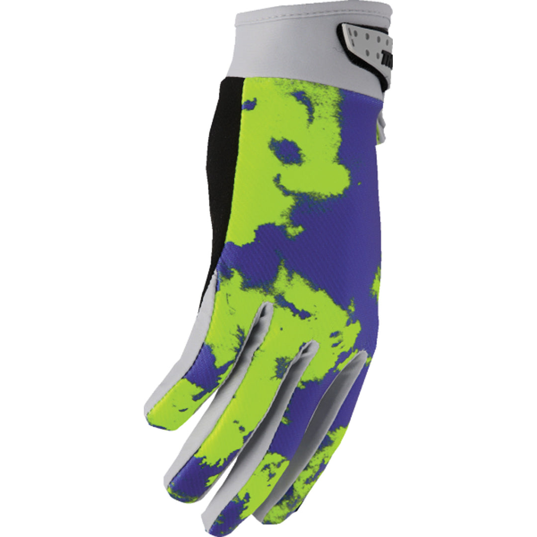 THOR Youth LAUNCHMODE Bleach Gloves Gray/Acid - Side Back of Right Hand View