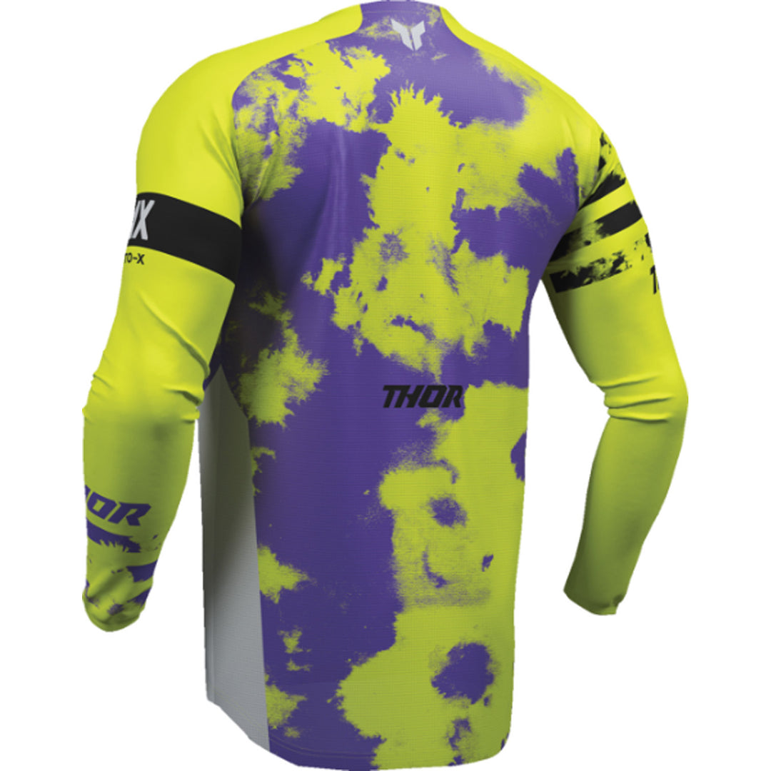 THOR Youth LAUNCHMODE Bleach Jersey Gray/Acid - Rear Left Side View