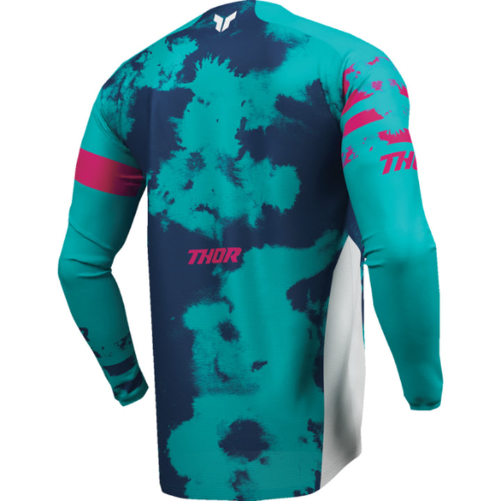 THOR Youth LAUNCHMODE Bleach Jersey White/Aqua - Rear Right Side View