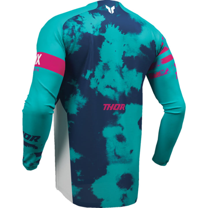 THOR Youth LAUNCHMODE Bleach Jersey White/Aqua - Rear Left Side View