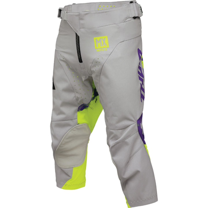 THOR Youth LAUNCHMODE Bleach Pants Gray/Acid - Front Left Side View