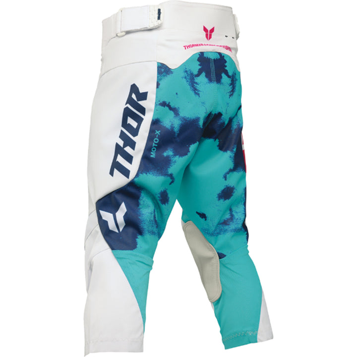 THOR Youth LAUNCHMODE Bleach Pants White/Aqua - Rear Left Side View
