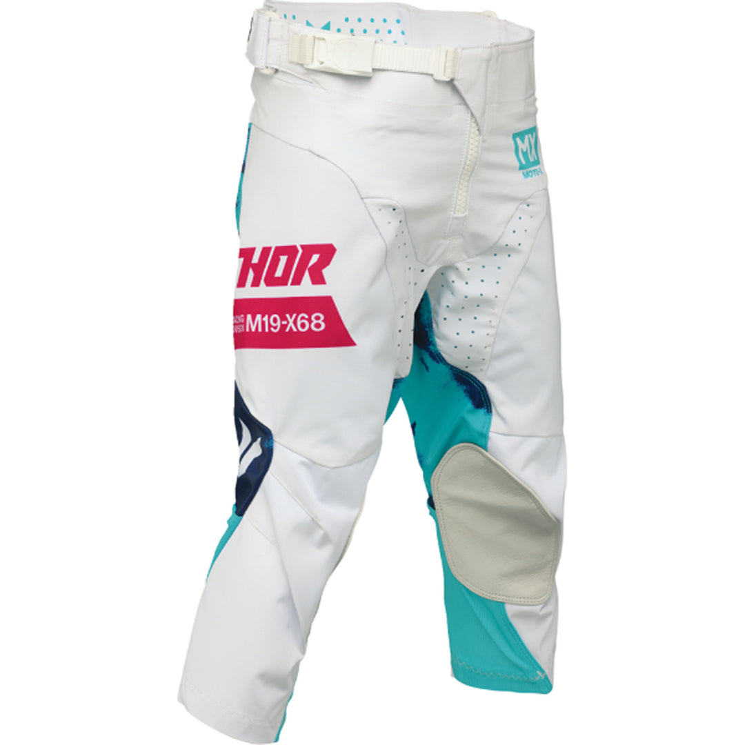 THOR Youth LAUNCHMODE Bleach Pants White/Aqua - Front Right Side View
