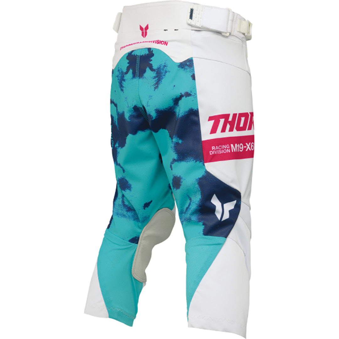 THOR Youth LAUNCHMODE Bleach Pants White/Aqua - Rear Right Side View