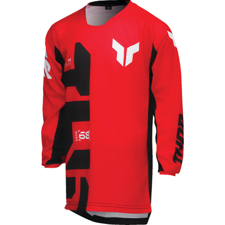 THOR Youth LAUNCHMODE Forge Jersey Red - Front Left Side View