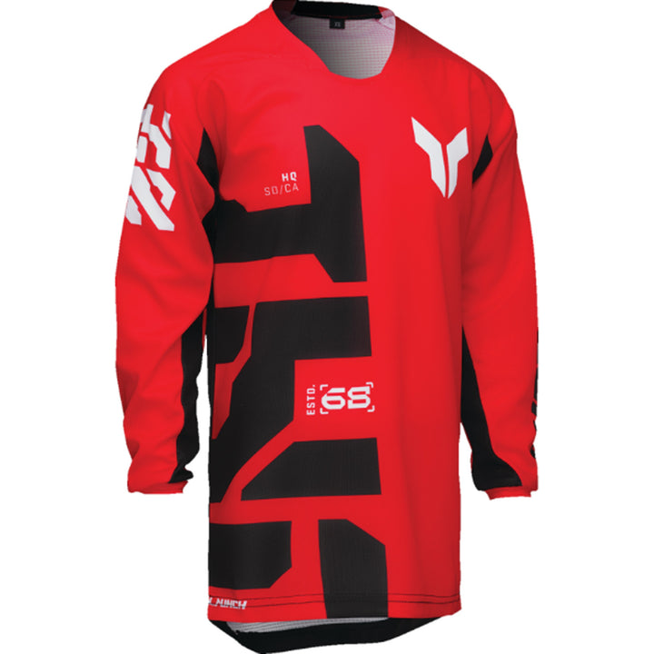 THOR Youth LAUNCHMODE Forge Jersey Red - Front Right Side View