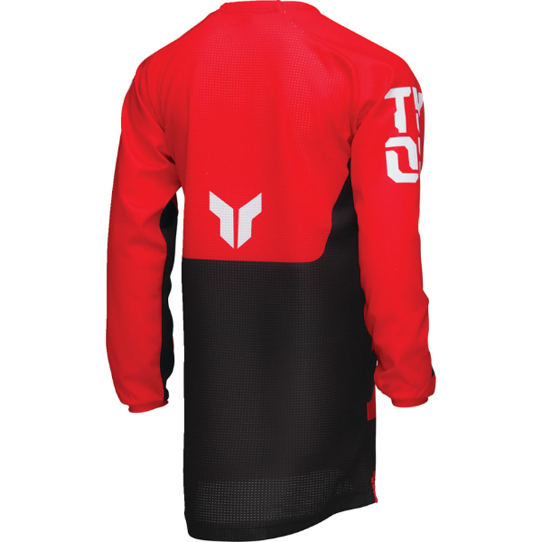 THOR Youth LAUNCHMODE Forge Jersey Red - Rear Right Side View