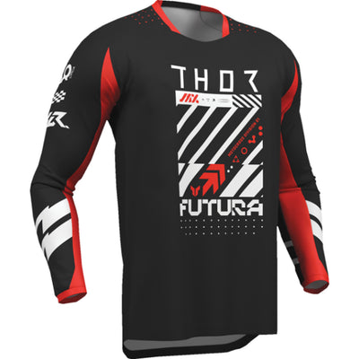 THOR Youth LAUNCHMODE Futura Jersey Black/Red - Front Right Side View