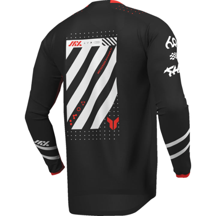 THOR Youth LAUNCHMODE Futura Jersey Black/Red - Rear Right Side View