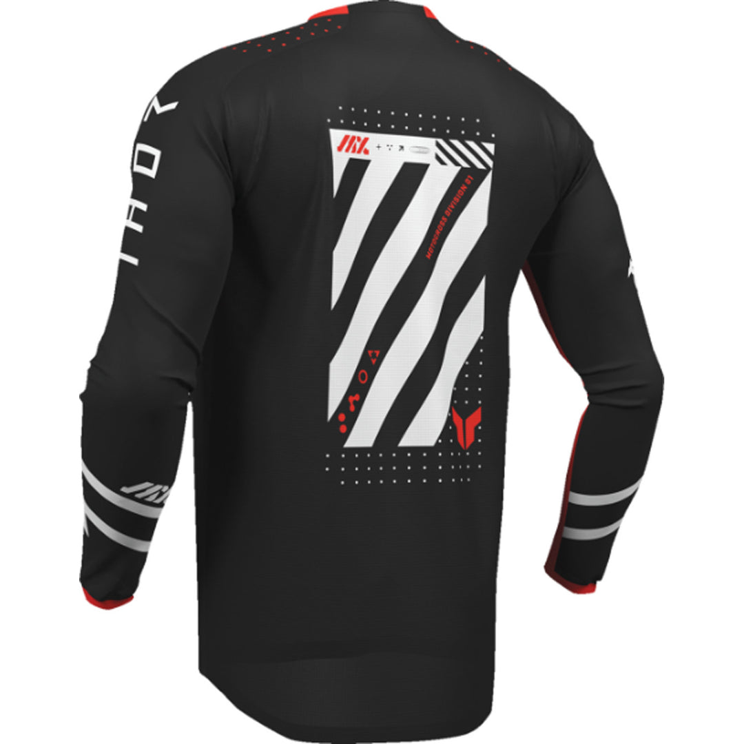 THOR Youth LAUNCHMODE Futura Jersey Black/Red - Rear Left Side View