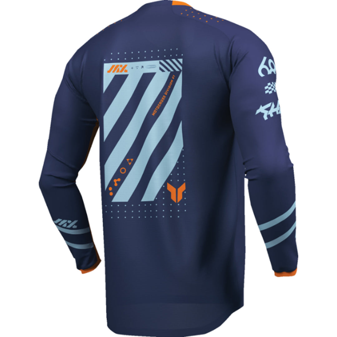 THOR Youth LAUNCHMODE Futura Jersey Navy/Orange - Rear Right Side View