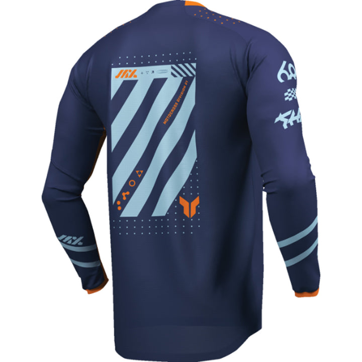 THOR Youth LAUNCHMODE Futura Jersey Navy/Orange - Rear Right Side View