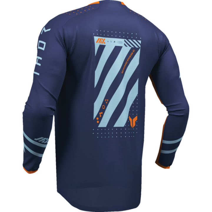 THOR Youth LAUNCHMODE Futura Jersey Navy/Orange - Rear Left Side View
