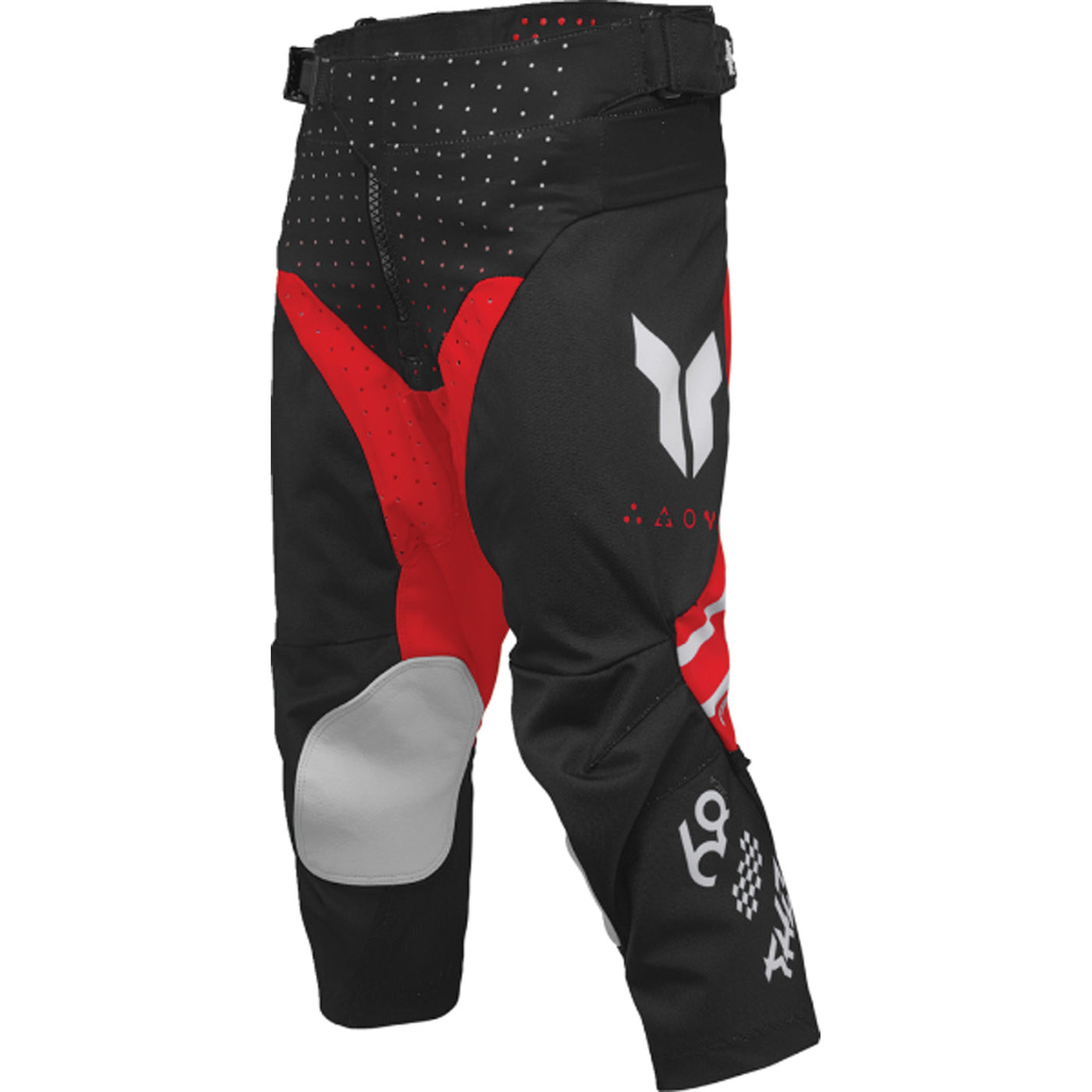 THOR Youth LAUNCHMODE Futura Pants Black/Red - Front Left Side View