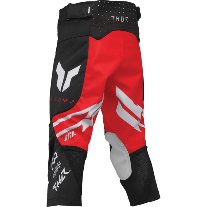 THOR Youth LAUNCHMODE Futura Pants Black/Red - Rear Left Side View