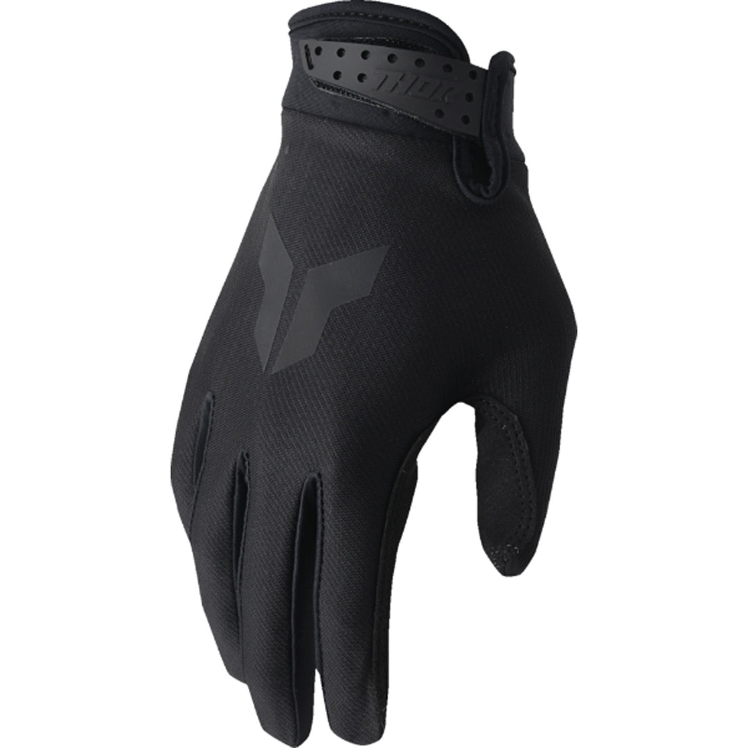 THOR Youth LAUNCHMODE Split Gloves Black - Back of Hand View