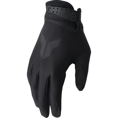 THOR Youth LAUNCHMODE Split Gloves Black - Back of Hand View
