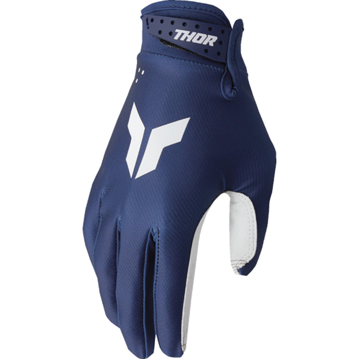 THOR Youth LAUNCHMODE Split Gloves Navy - Back of Hand View