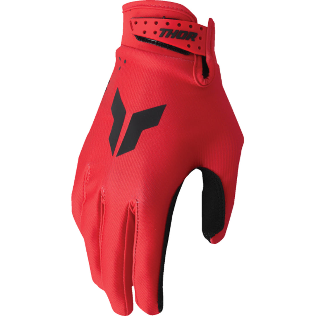 THOR Youth LAUNCHMODE Split Gloves Red - Back of Hand View