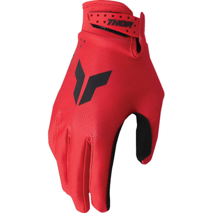 THOR Youth LAUNCHMODE Split Gloves Red - Back of Hand View