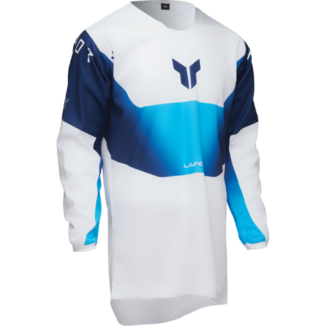 THOR Youth LAUNCHMODE Storm Jersey White - Front Right Side View