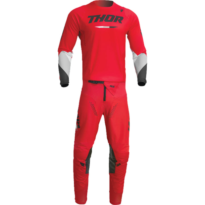 THOR Youth Pulse Tactic Jersey Red - Front View with Pants