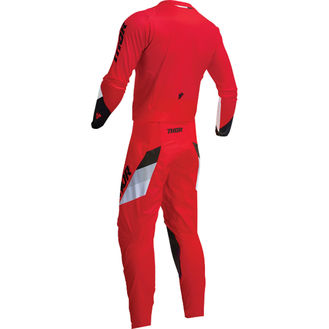 THOR Youth Pulse Tactic Jersey Red - Rear View with Pants