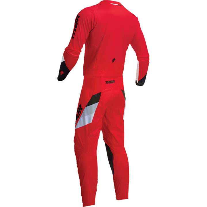 THOR Youth Pulse Tactic Jersey Red - Rear View with Pants