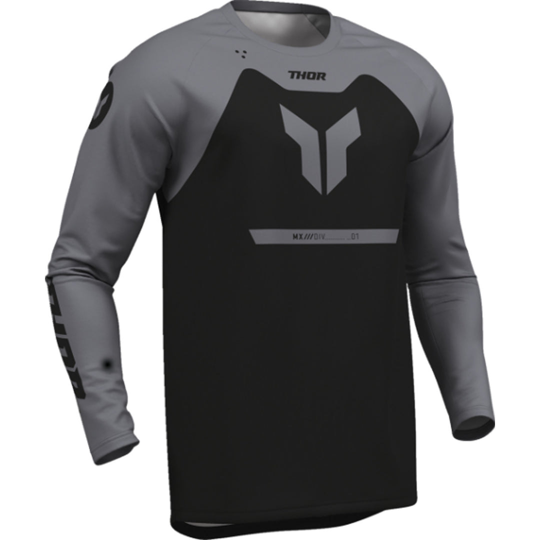 THOR Youth RIDEMODE Menace Jersey Black - Front Right Side View