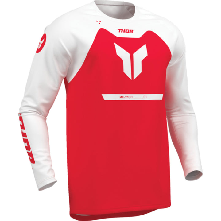 THOR Youth RIDEMODE Menace Jersey Red - Front Right Side View